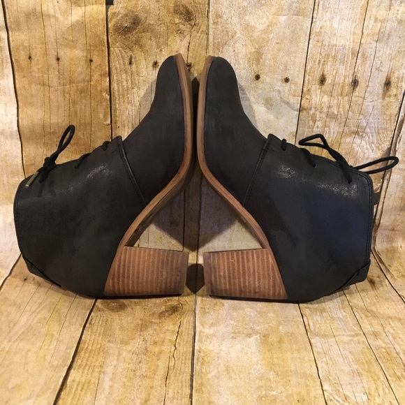 Toms Lunata Lace Up Black Metallic Ankle Bootie Boots Shoes Size 8.5 - Picture 7 of 12